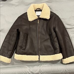 ZARA kids Brown Jacket with Cream Trim